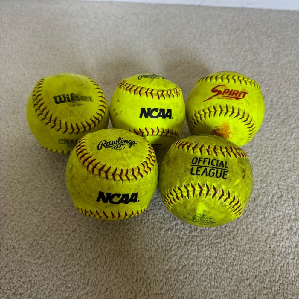 Set of 5 Yellow Softballs